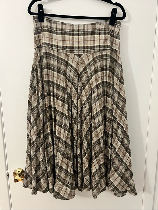 Zara Dresses & Skirts - Zara Brown Cream Plaid Midi Skirt Size L NWOT